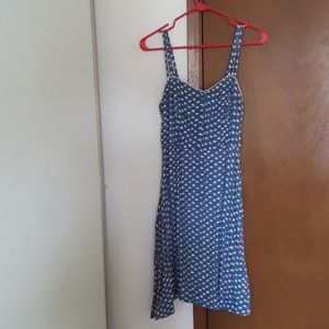 Blue and white polka dot dress